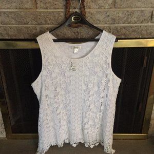 Christopher & Banks White Crocheted Lace Top